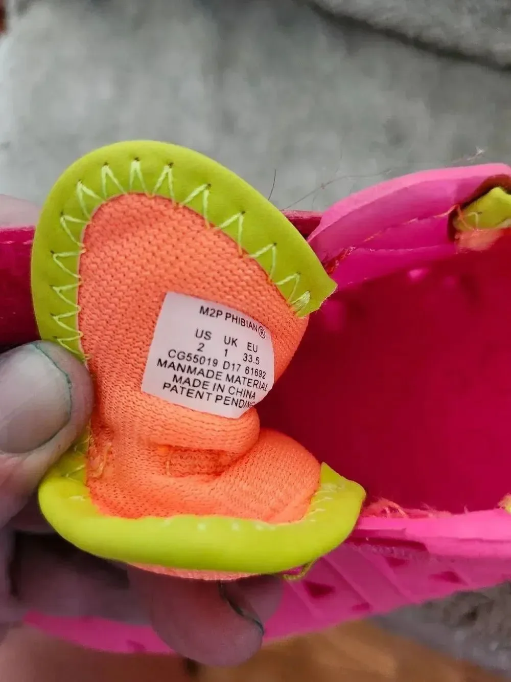 Phibian bright pink Stride Rite Made2Play water shoes feature lime green accents